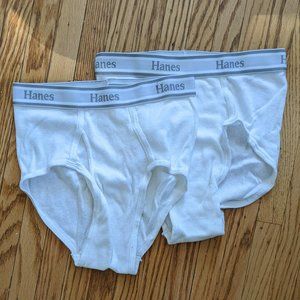 Hanes Mens White Briefs Size S 2 Pair